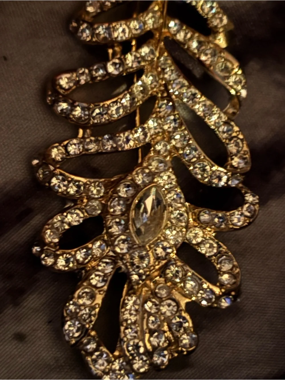 Vintage KJL Kenneth Jay Lane Rhinestone Feather Brooch